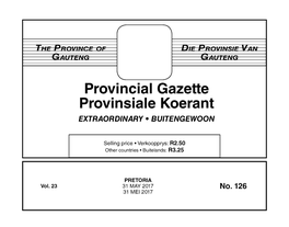 Provincial Gazette Provinsiale Koerant EXTRAORDINARY • BUITENGEWOON