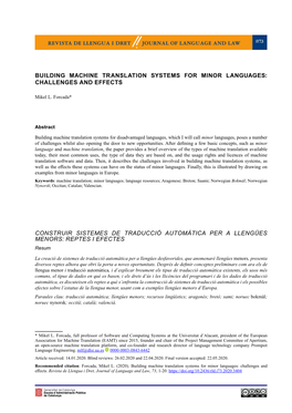 Building Machine Translation Systems for Minor Languages: Challenges and Effects