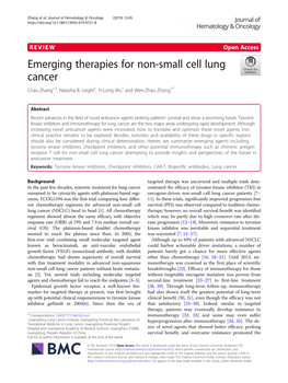 Emerging Therapies for Non-Small Cell Lung Cancer Chao Zhang1,3, Natasha B