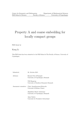 Property a and Coarse Embedding for Locally Compact Groups