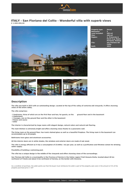 San Floriano Del Collio - Wonderful Villa with Superb Views € 1.600.000,00