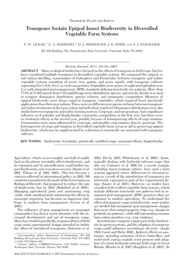 Transgenes Sustain Epigeal Insect Biodiversity in Diversified