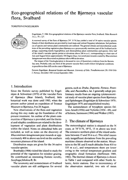 Eco-Geographical Relations of the Bj~Rn~Yavascular Flora, Svalbard