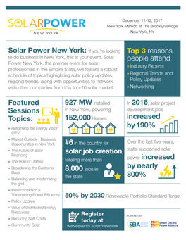 Solar Power New York: If You’Re Looking Top 3 Reasons to Do Business in New York, This Is Your Event
