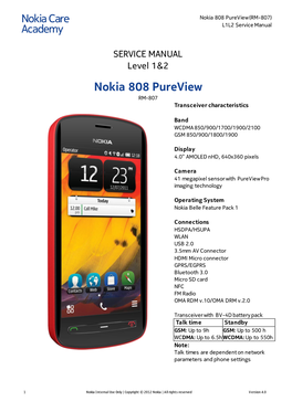 Nokia 808 Pureview Service Manual Level 1&2