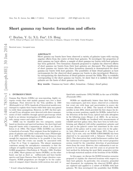 Short Gamma Ray Bursts: Formation and Offsets