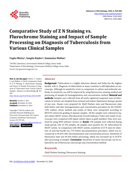 Comparative Study of Z N Staining Vs. Flurochrome Staining and Impact of Sample Processing on Diagnosis of Tuberculosis from Various Clinical Samples