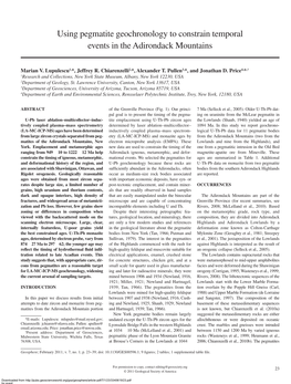 Using Pegmatite Geochronology to Constrain Temporal Events in the Adirondack Mountains