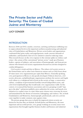 The Private Sector and Public Security: the Cases of Ciudad Juárez and Monterrey