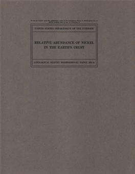 Relative Abundance of Nickel in the Earth's Crust