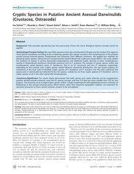 Cryptic Species in Putative Ancient Asexual Darwinulids (Crustacea, Ostracoda)