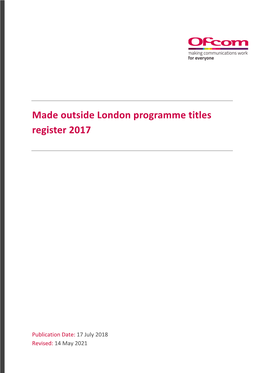 Made Outside London Programme Titles Register 2017