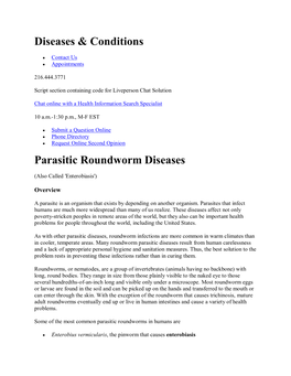 Diseases & Conditions Parasitic Roundworm Diseases