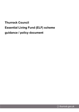 Essential Living Fund (ELF) Scheme Guidance / Policy Document Contents