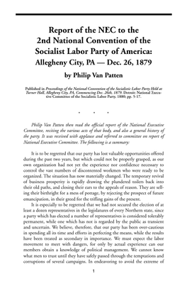 Report of the NEC to the 2Nd National Convention of the Socialist Labor Party of America: Allegheny City, PA — Dec