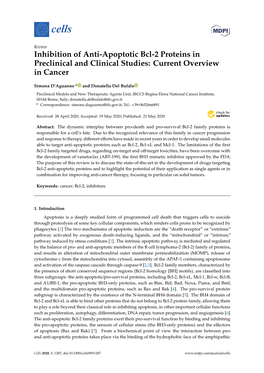 Inhibition of Anti-Apoptotic Bcl-2 Proteins in Preclinical and Clinical Studies: Current Overview in Cancer