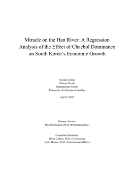 A Regression Analysis of the Effect of Chaebol Dominance on South Korea’S Economic Growth