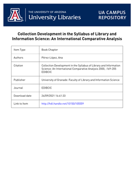 Collection Development in the Syllabus of Library and Information Science: an International Comparative Analysis