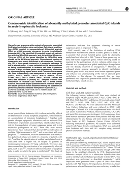 Genome-Wide Identification of Aberrantly Methylated Promoter