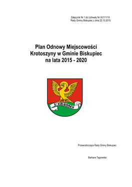 Plan Odnowy Miejscowości Krotoszyny W Gminie Biskupiec Na Lata 2015 - 2020