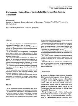 Phylogenetic Relationships of the Triclads (Platyhelminthes, Seriata