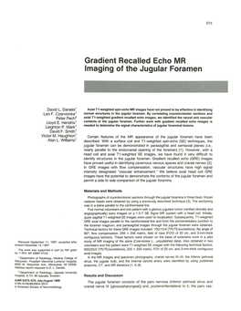 Gradient Recalled Echo MR Imaging of the Jugular Foramen