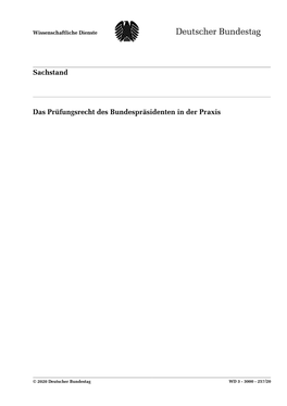 257/20 Das Prüfungsrecht Des Bundespräsidenten in Der Praxis