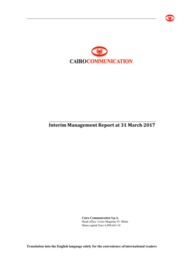 Interim Management Report at 31 March 2017