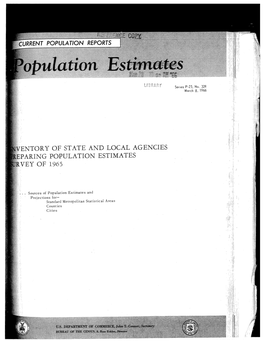 Entory of State and Local Agencies Aring Population Estimates Vey of 1965