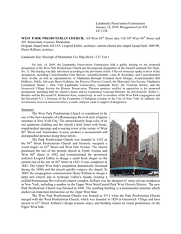 Landmarks Preservation Commission January 12, 2010, Designation List 425 LP-2338