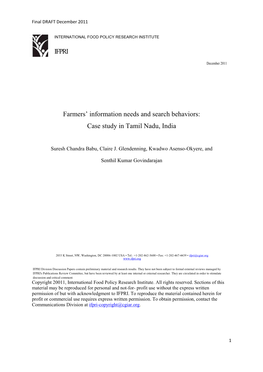 IFPRI Farmers' Information Needs and Search Behaviors: Case Study In