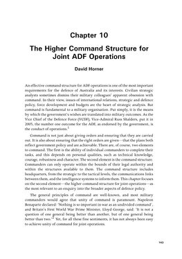 The Higher Command Structure for Joint ADF Operations