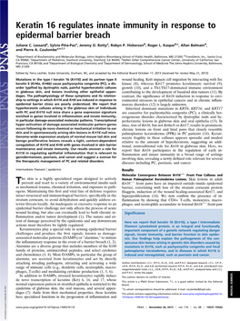 Keratin 16 Regulates Innate Immunity in Response to Epidermal Barrier Breach