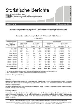 Statistische Berichte Statistisches Amt Für Hamburg Und Schleswig-Holstein