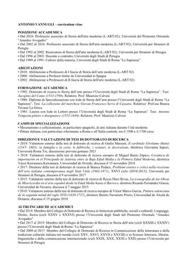 ANTONIO VANNUGLI – Curriculum Vitae