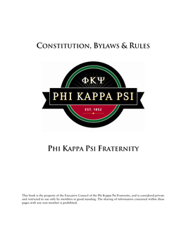 Constitution, Bylaws & Rules Phi Kappa Psi Fraternity