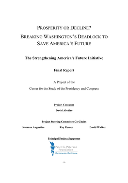 Breaking Washingtonгs Deadlock to Save Americaгs Future