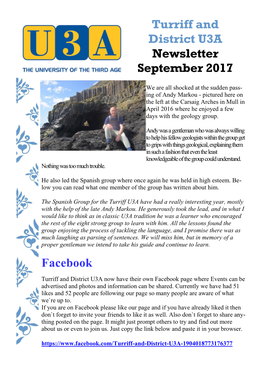 Turriff and District U3A Newsletter September 2017 Facebook