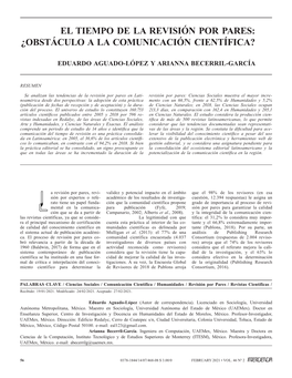 El Tiempo De La Revisión Por Pares: ¿Obstáculo a La Comunicación Científica?