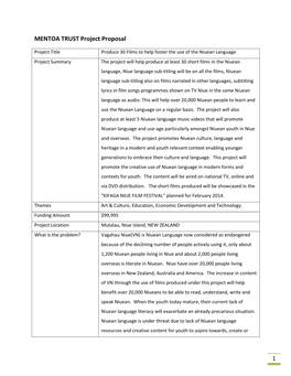 1 MENTOA TRUST Project Proposal