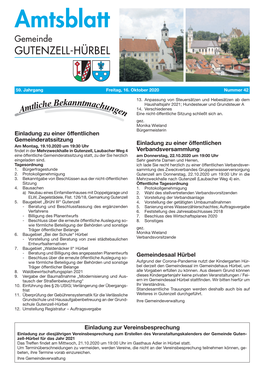 Amtsblatt Gemeinde GUTENZELL-HÜRBEL