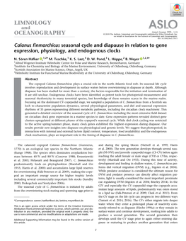 Calanus Finmarchicus Seasonal Cycle and Diapause in Relation to Gene Expression, Physiology and Endogenous Clocks”