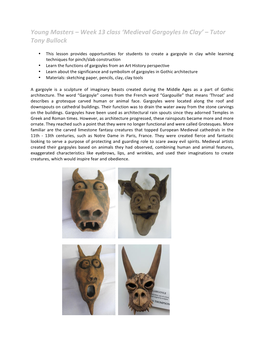 'Medieval Gargoyles in Clay' – Tutor Tony