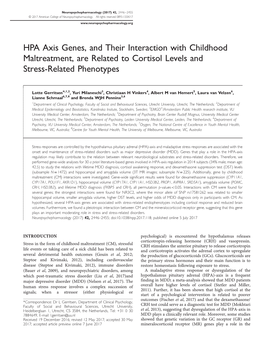 HPA Axis Genes, and Their Interaction with Childhood Maltreatment, Are Related to Cortisol Levels and Stress-Related Phenotypes