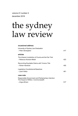 The Sydney Law Review