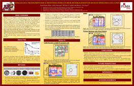 SINGLE-CELL TRANSCRIPTOMICS IDENTIFIES INTRA-TUMOR HETEROGENEITY in HUMAN MYELOMA CELL LINES Amit Kumar Mitra1, Holly Stessman2, Michael A