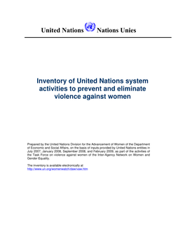 Inventory of United Nations System Activities to Prevent and Eliminate Violence Against Women