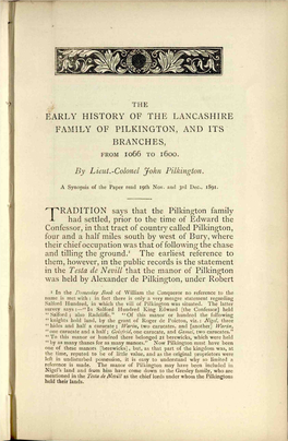 T^RADITION Says That the Pilkington Family JL Had Settl