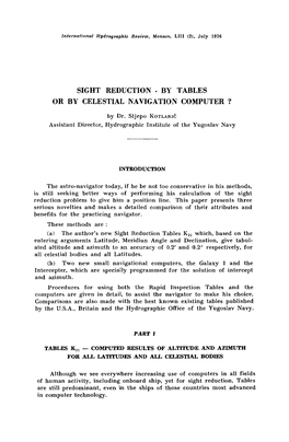 Sight Reduction by Tables Or by Celestial Navigation