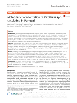 Molecular Characterization of Dirofilaria Spp. Circulating in Portugal